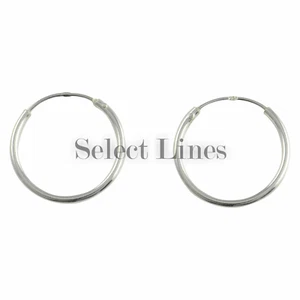 Pendientes de aro redondos de plata esterlina de 1,2 mm x 16 mm 0,925 joyería - Imagen 1 de 2