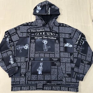 Megan Thee Stallion Ultra Rare Good News Black White AOP Hoodie XXXL NWOT - Picture 1 of 12