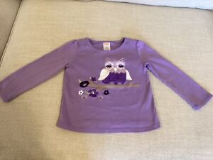Gymboree Girl 3T Purple Cotton LS Top w/ Owl & Flowering Tree Aplique
