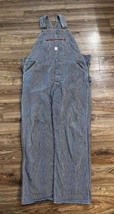 Vintage Pointer Brand Carpenter Overalls Blue Pin Stripe Mens 52x32 Light Damage - Picture 1 of 8