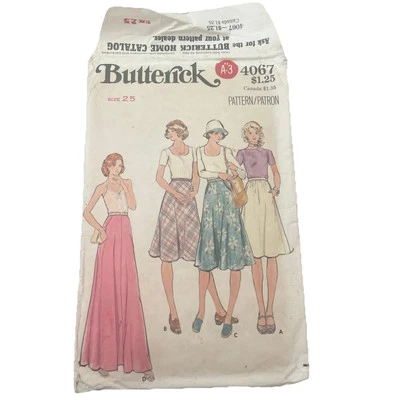 4067 Vintage Butterick SEWING Pattern Misses Slightly Flared Skirt Size 25 - Image 1 of 2