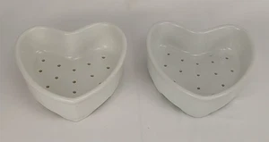 Paar weiße Keramik herzförmige Beerenschalen - Chaozhou Steinzeug MFG.1 - Bild 1 von 9