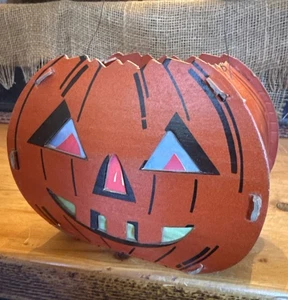 ALL-ORIGINAL Vintage Halloween 2-Sided Jack o Lantern Decoration Dolly Toy 1950s - Picture 1 of 7