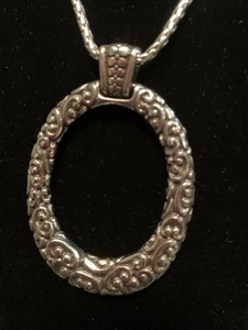 Brighton Open Circle Pendant on Herringbone Chain Necklace Retired Silver Tone - Picture 1 of 10