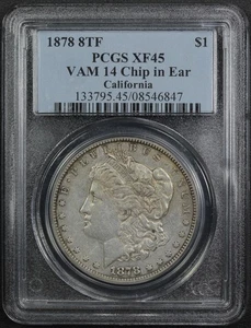 1878 8TF VAM-14 Chip in Ear California Collection Morgan Dollar $1 PCGS XF 45 - Picture 1 of 4