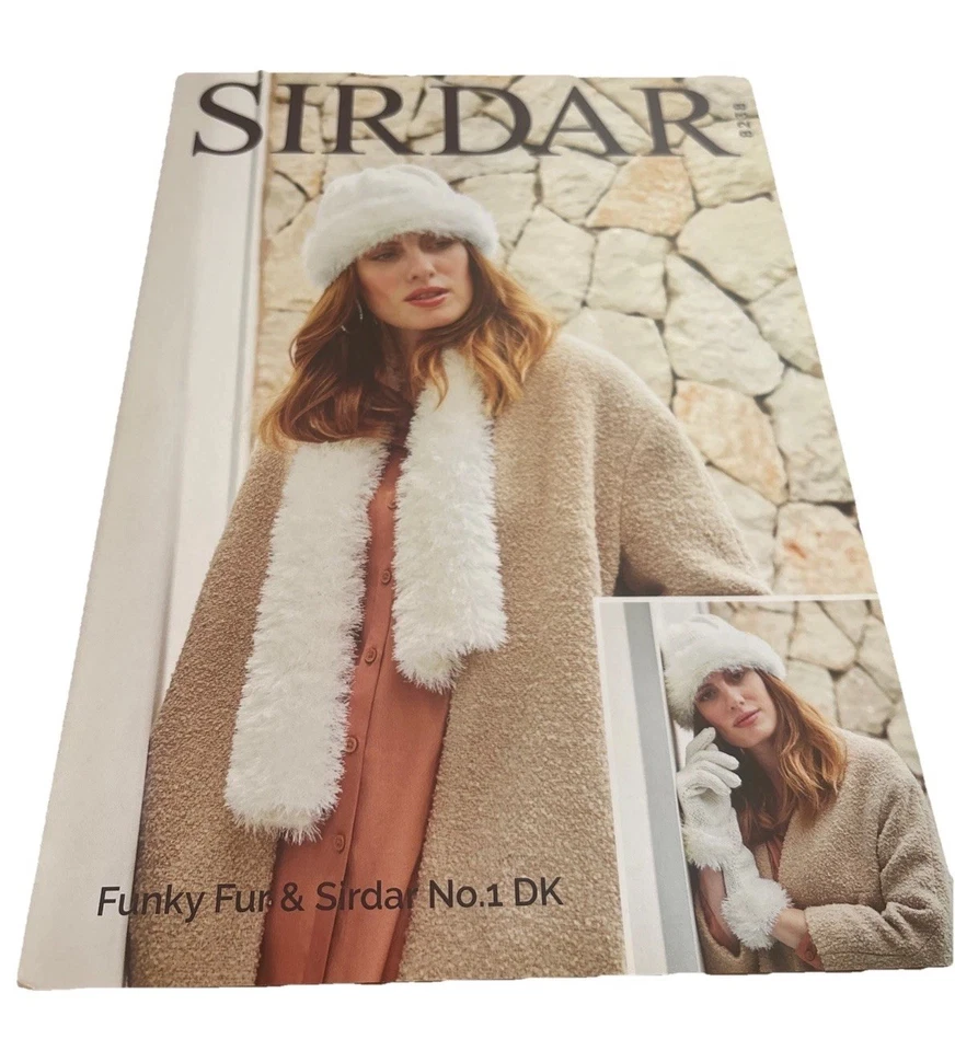 Sirdar 8238 Knitting Pattern Ladies Hat, Scarf & Gloves, Funky Fur. DK - Image 1 of 4