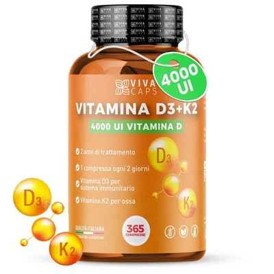 Vitamina d3 k2 mk7 vegana alto dosaggio 365 Micro compresse 2 anni di scorta - Immagine 1 di 4