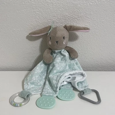 Moderna Manta de Seguridad Bebé Verde Floral Conejo Bebé Mordedor Sonajero Foto 1 de 4