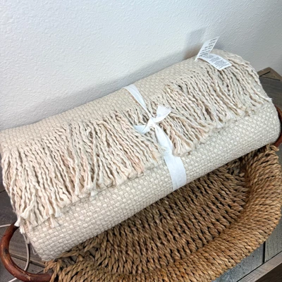 CORREDOR DE MESA CON FLECOS DE ALGODÓN TEJIDO A MANO GRANERO DE CERÁMICA 18" X 108" ~ NATURAL Foto 1 de 4