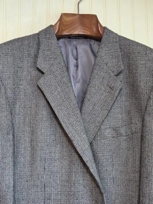 Alan Flusser Jacket Mens 46R Gray Houndstooth Wool Cashmere Blazer Sport Coat - Image 1 of 4