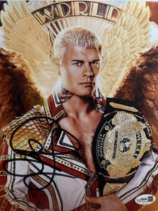 Cody Rhodes WWE Signed 8x10 World Champion Winged Title Posed Photo JSA Cert - Picture 1 of 2
