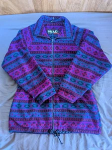 Vintage HEAD Skiwear Women’s Purple Jacket Large Retro 90s Full Zip Ski fleece  - Picture 1 of 6