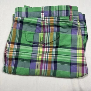 Polo Ralph Lauren Shorts Men's 40x9 India Madras Plaid Green Purple Orange - Picture 1 of 9