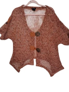 Vintage Katie Open Stitch Bohemian Cardigan Wooden Buttoms Up Size M - Picture 1 of 15