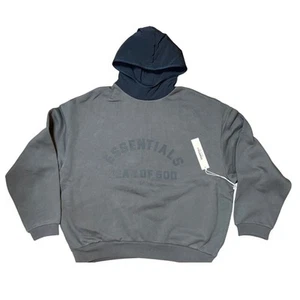 Fear of God Essentials Nylon Fleece Hoodie - Ink/Jet Black - Size M - Picture 1 of 7