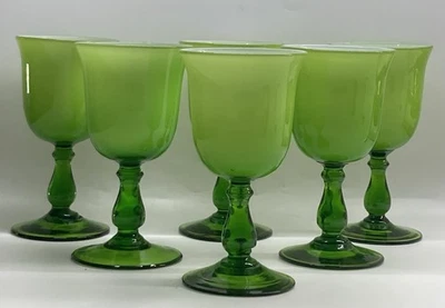 Juego de 6 copas de vino vintage Carlo Moretti verde lima MCM Murano Empoli Foto 1 de 4