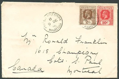 Cubierta de Mauricio Británico a Canadá 1946 en muy buen estado Foto 1 de 2