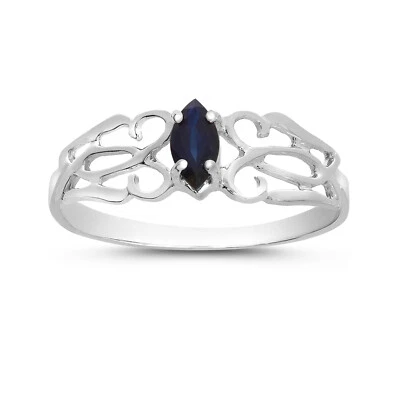 Anillo de filigrana de zafiro marquesa de oro blanco de 10k Foto 1 de 4