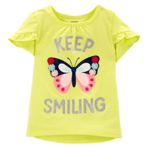 Camiseta 6 Meses Bebé Niña Top Carter's Keep Smiling Mariposa Amarillo Brillante Nueva - Imagen 1 de 1
