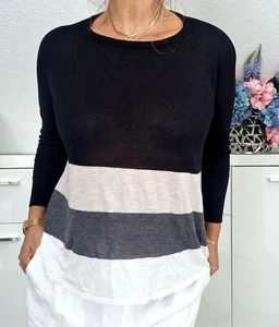 Italy Pullover ONLY Fein Strick Pulli Oversize S 34 36 Beige Schwarz Damen - Bild 1 von 4