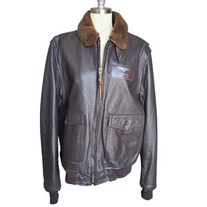 Vintage Type G1 Naval Weapons San Diego Leather Brown Flight Jacket Bomber 42 Large - Bild 1 von 8