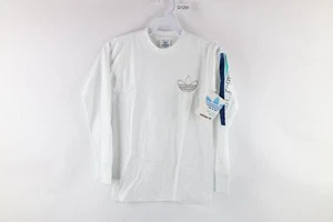 NOS Vtg 80s Adidas Boys Medium Spell Out Trefoil Long Sleeve T-Shirt White USA - Picture 1 of 9
