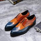British Carved Brogue Pointed Toe Mens Real Leather Shoes Business Lace Up Party