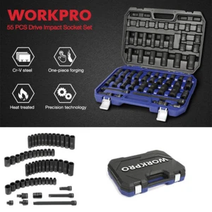WORKPRO 1/2" Drive Impact Socket Set with Extension Bars, Premium Cr-V Steel NEW - Picture 1 of 11