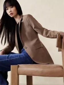 Banana Republic Women's NWT SIENA SLIM ITALIAN WOOL BLAZER 0 Heather Cam #444943 - Picture 1 of 5