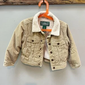 L.L. Bean Kids Beige Corduroy Sherpa-Lined Jacket Size 4 - Picture 1 of 4