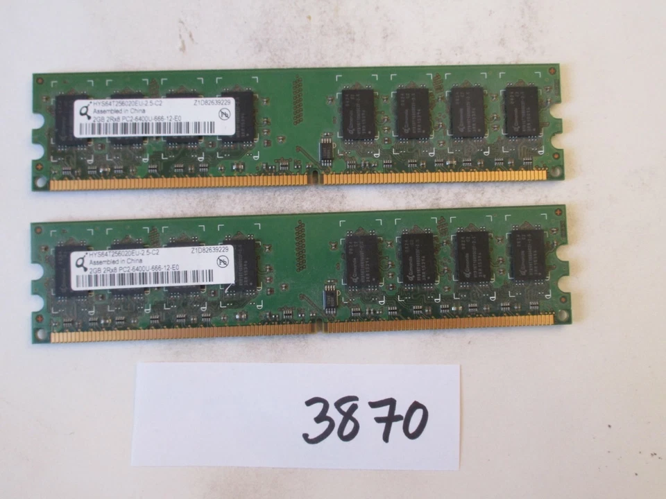 Qimonda  2x2Gb=4Gb PC2-6400 800Mhz DDR2 Desktop Memory RAM (3870) - Image 1 of 2