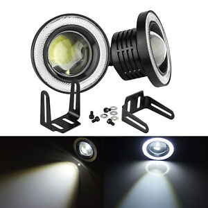 NEW 2pcs 3.5in Angel Eye Halo Ring LED Fog Light Projector Bright DRL Lamp White
