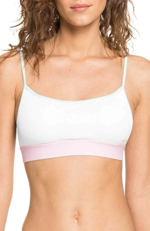Roxy Womens Pastel Surf Bralette Bikini Top Swimwear, Bright White, Size S - Image 1 of 2