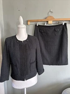 Pre-O Willi Smith Black With Small White Design Skirt Suit Sz:8 - Picture 1 of 7