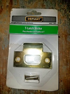 Defiant Serratura per porta di sicurezza a T con piastra in ottone brillante con viti, 893190, nuova - Foto 1 di 2