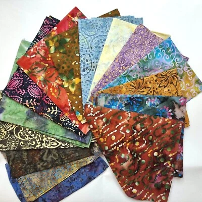Fat Quarter Bundle Premium Batik Fabric 100% Cotton Randomly Assorted Prints - Image 1 of 4