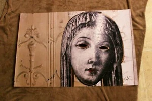 Ancient Oriental Female Head Mask 1980s Autographed Asian RARE Photo Poster FN - Picture 1 of 1