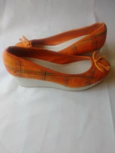 American Eagle donna arancione fiocco plateau zeppa tacco TG 6 - Foto 1 di 10