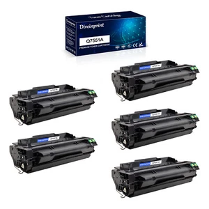 5PK Q7551A 51A Black Toner Cartridge For HP LaserJet P3005d P3005dn M3027 MFP - Afbeelding 1 van 11