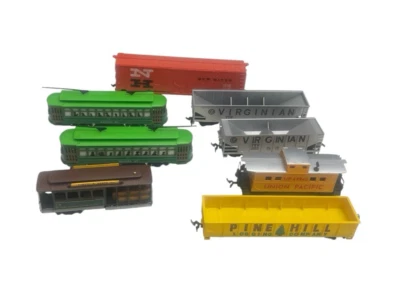 Vintage Classic Model Train Streetcars HO Scale Trolley Car Railroad Hopper 8 Pc - Image 1 of 4