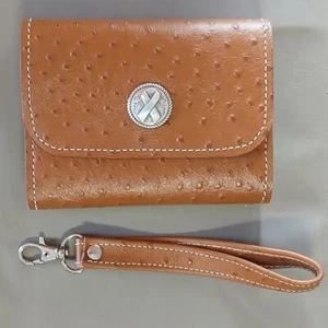Vintage Damen Geldbörse braun Kunstleder mit Riemen - Bild 1 von 9