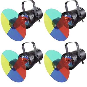 4 x Farbwechsler-Set PAR-36 mit Farbrad / Farbscheibe, Leuchtmittel Pinspot NEU - Picture 1 of 1