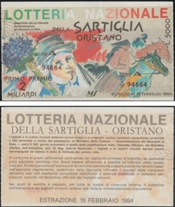 ITALIA BIGLIETTO LOTTERIA DELLA SARTIGLIA ORISTANO 1994 "PERFETTO" - Picture 1 of 1