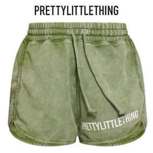 New PrettyLittleThing Khaki Wash High Waisted Runner Shorts L - Picture 1 of 4