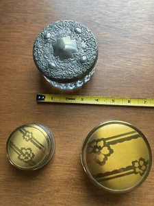 Vintage Glass Dresser Vanity Powder Jars, set of 3 - Picture 1 of 10