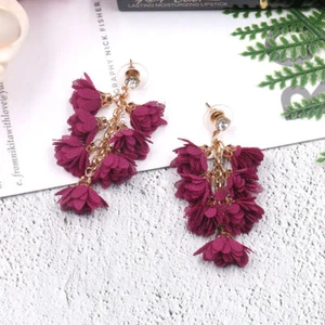 Fashion Ethnic Flower Drop Earrings Boho Colorful Tassel Jewelry Gift for Women - Picture 1 of 19