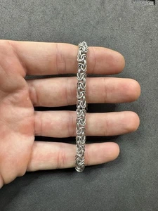 10.5g VTG AK Sterling Silver 925 Byzantine Chain Bracelet 7.75” Jewelry lot W - Foto 1 di 11