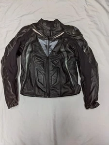 Women's Dainese Black & Silver Shoulder and Arm Padding Motorcycle Jacket Tg 42 - Foto 1 di 18
