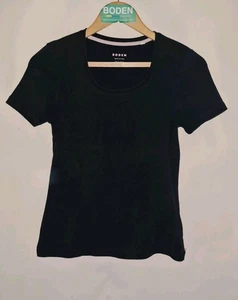 BODEN Essential U-Boot-Ausschnitt TOP Kurzarm schwarz T1480 Größe UK 10 Preloved A5 - Bild 1 von 3