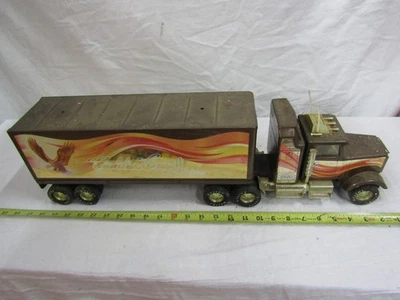 ВИНТАЖНЫЙ ПРЕССОВАННЫЙ СТАЛЬНОЙ ГРУЗОВИК ПОЛУКАБИНА ПРИЦЕП NYLINT ЗОЛОТОЙ ОРЕЛ ЭКСПРЕСС ЗАПЧАСТИ - Изображение 1 из 4